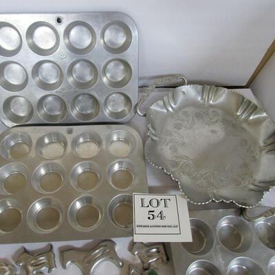Lot of Vintage Aluminum Ware, Cookie Cutters, Muffin Tins, More