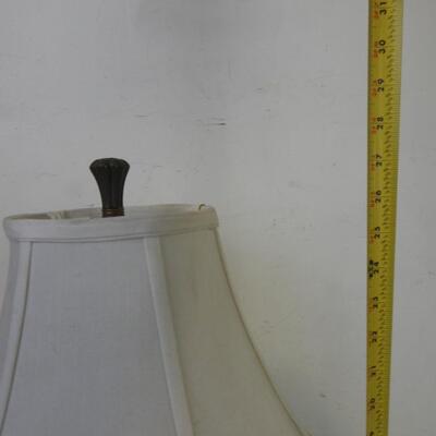 Beside Lamp 27.5", Bronze and Cracked Gray Painting, White Shade