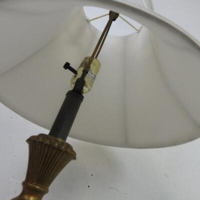 Beside Lamp 27.5", Bronze and Cracked Gray Painting, White Shade