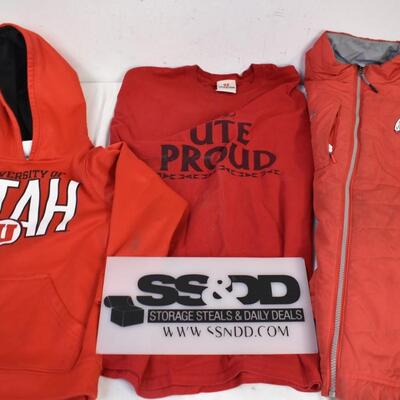 3 pc University of Utah Apparel, Coat Large, S Jacket, Large T-Shirt