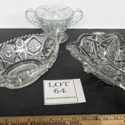 3 Vintage Large Pressed Glass Dishes