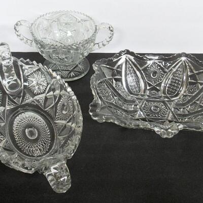 3 Vintage Large Pressed Glass Dishes