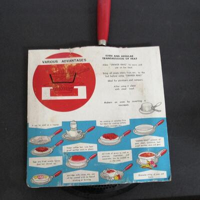 Vintage Unused Simmer Ring, Red Wood Handle