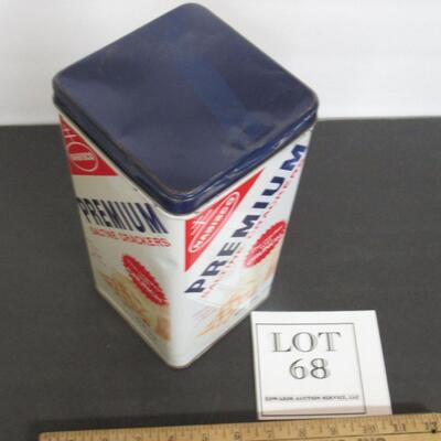 Vintage Premium Saltine Crackers Tin, 1969, 14 Oz