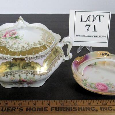 Vintage Decorative Dishes, Small Covered Serving Dish, Handled Basket