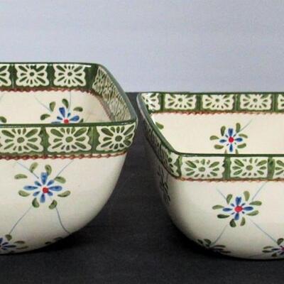 Temptations Dishes: 2 Square Trellis Bowls, 1 Qt, 1 1/2 Qt, Old World Gravy