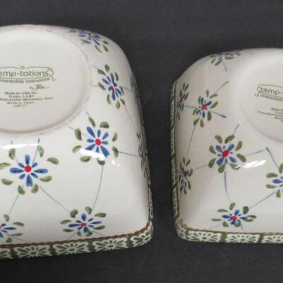 Temptations Dishes: 2 Square Trellis Bowls, 1 Qt, 1 1/2 Qt, Old World Gravy