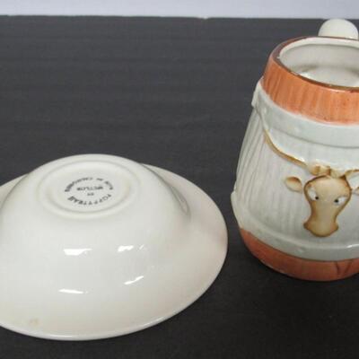 Misc Kitchenware Lot, Figural Shakers and Eggcup, Figural Mug, Metlox Red Rooster Bowls, More