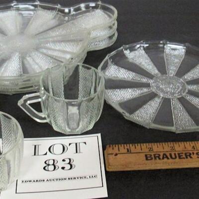Set of 4 Vintage Jeanette Dew Drop Snack Plate/Cup Sets