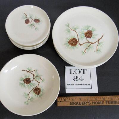 French Saxon China Pine Cone Pattern Lot