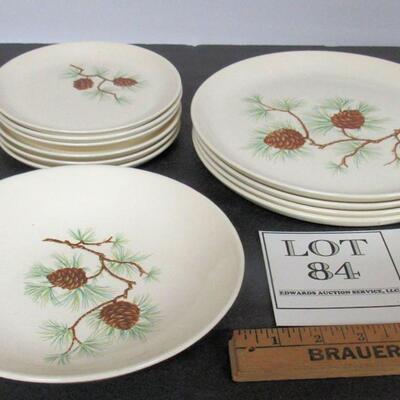 French Saxon China Pine Cone Pattern Lot