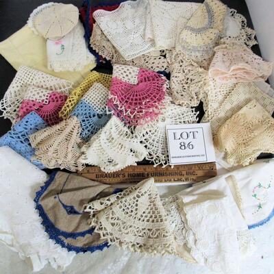 Large Lot of Fancywork, Doileys, Table Runners