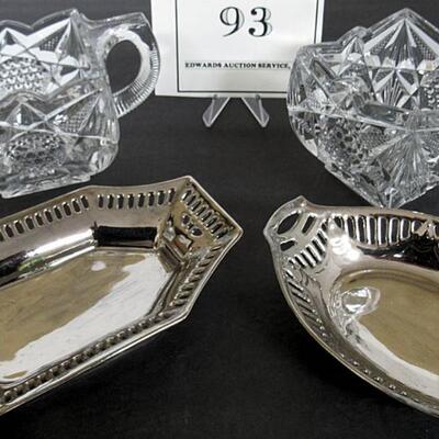 Vintage Pressed Glass Sugar and Creamer and 2 Dishes