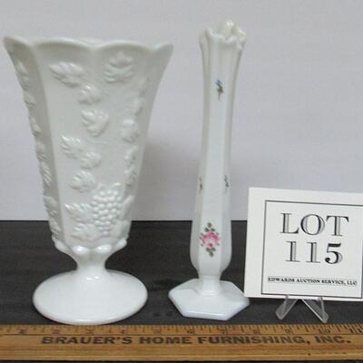 2 Westmoreland Glass Milk Glass Vases