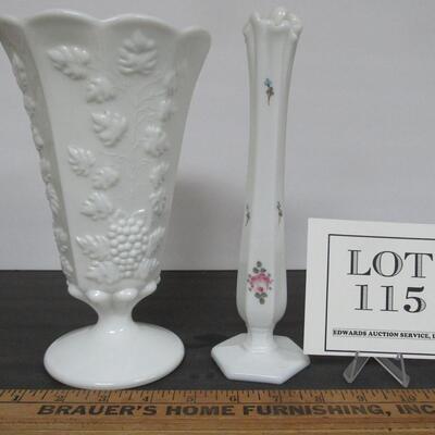 2 Westmoreland Glass Milk Glass Vases