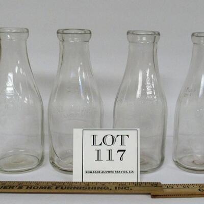 4 Clear One Quart Bottles