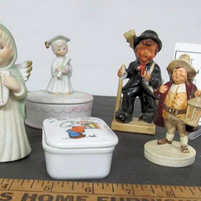 Lot of Misc Figurines and Dear God Trinket Box, Graduate Trinket Box