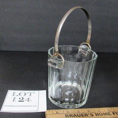 Vintage Glass Ice Bucket, Made in Italy, Heavy Glass