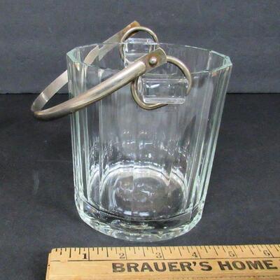 Vintage Glass Ice Bucket, Made in Italy, Heavy Glass