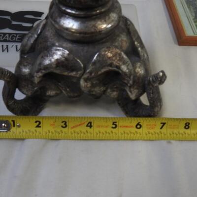 10 pc Home Decor: 3 Holographic Pics ,Elephant Base Candle Holder, 3 fold frame