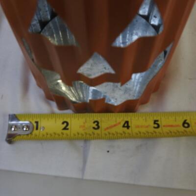 18 pc Halloween Lot:  Wigs, Masks, Sword, Hook, Pumpkins, Brass Leaves, Feathers