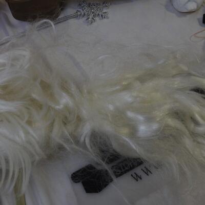 18 pc Halloween Lot:  Wigs, Masks, Sword, Hook, Pumpkins, Brass Leaves, Feathers
