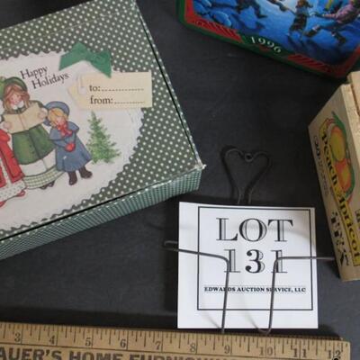 Lot of Boxes, Tin Oreo, Bear, Wood Hedley's Tea, Wire Mail Holder