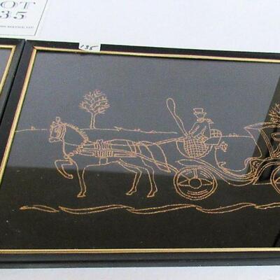 2 Older Copper Glittered Pictures