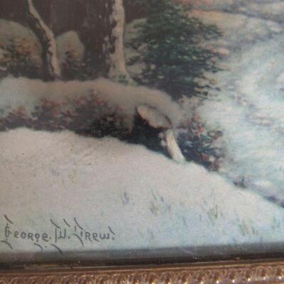 Vintage Smaller Picture, A Wintry Night, George Drew, 1941 Litho