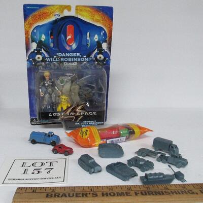 Lot of Vintage Small Toys, Army Vehicles, Dr Judy Robinson Figure, More