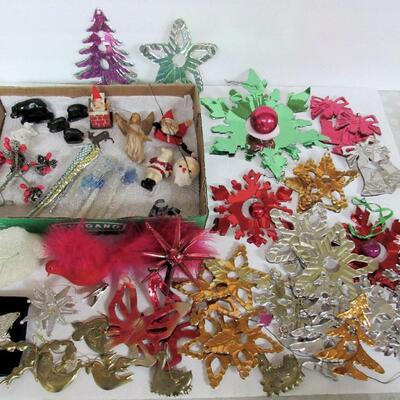 Large Lot of Christmas Ornaments, Foil, Metal, Plastic