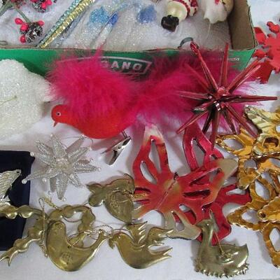 Large Lot of Christmas Ornaments, Foil, Metal, Plastic