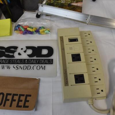 Lot of Office Supplies, Butterfly Bag, USB, Erasers, Power Strip