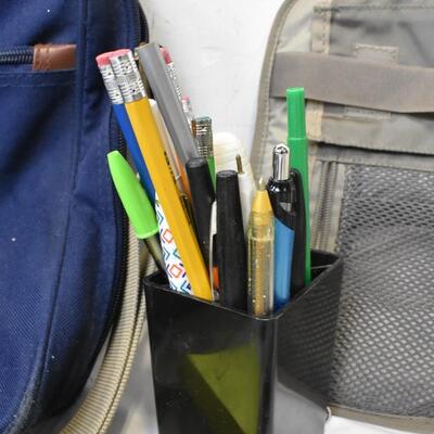 Lot of Office Supplies, Butterfly Bag, USB, Erasers, Power Strip