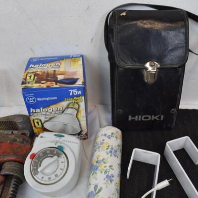 Home Improvement Lot: Gloves, Monkey Wrench, Lightbulb