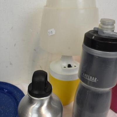 8 pc Outdoor Lot: Ozark Trail Bag, Water Bottles, Lamp