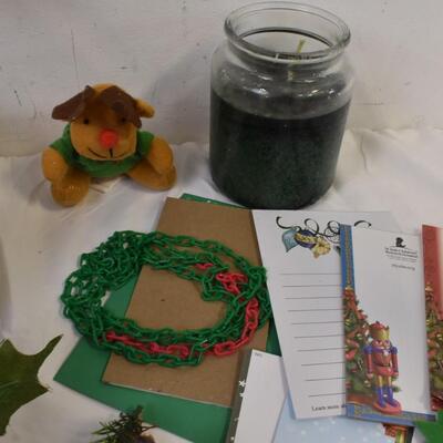 Christmas DÃ©cor Lot: Cards, Tins, Candles, Wrapping Paper, Wall Hanging