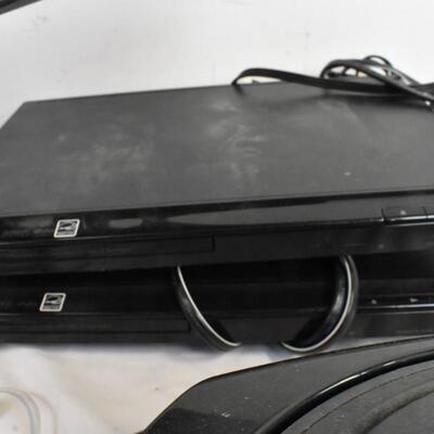 Apple Earbuds, 2 Sony DVD Players, Memorex Radio/CD Player, Philips Sound Bar