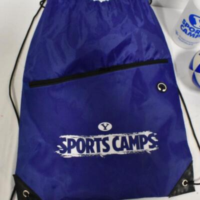 BYU Merch: Small Basketball Hoop, Small Ball, Waterbottle, Drawstring Bag
