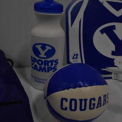 BYU Merch: Small Basketball Hoop, Small Ball, Waterbottle, Drawstring Bag