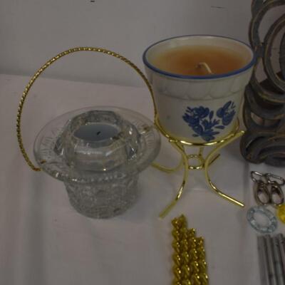 Home Decor: Mugs, Candles, Picture Frame, Disassembled Wind Chimes, etc