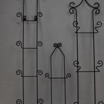 3 Metal Wall Plate Holders: color black, 36 1/2in, 34 1/2in,, 18 3/4in