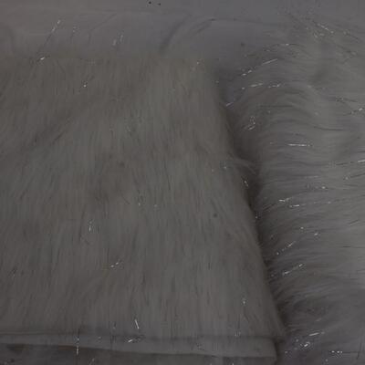 Faux fur lot: 4 pcs, white w/ silver, off white  black/grey