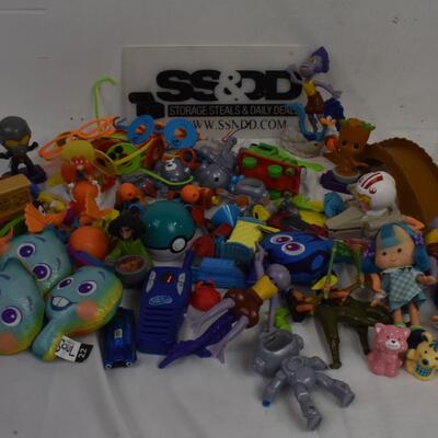 Toy lot 20+pcs: Thomas the Tank Engine-Percy, Space jam figurines, glasses, cars