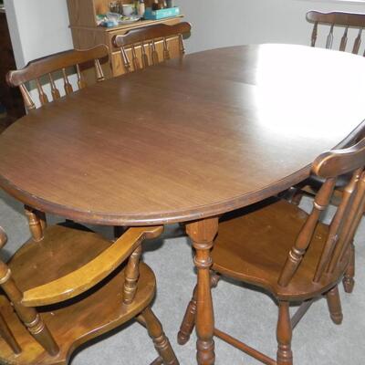 LOT 35  VINTAGE WOODENTABLE AND 6 CHAIRS