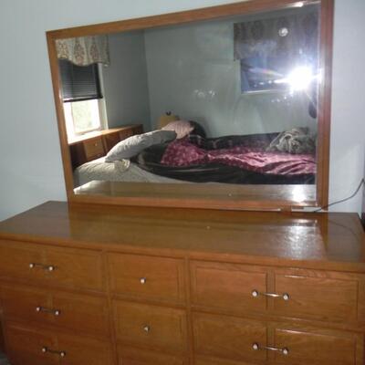 LOT 97 VINTAGE DRESSER WITH MIRROR