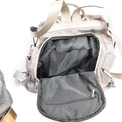 4 Purses:1 backpack style: Elle, Kathy & Nicole Lee, browns, taupe, some floral