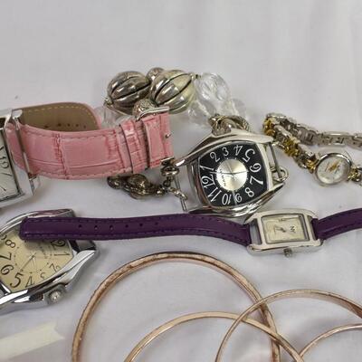Costume Jewelry: Watches, Bracelets, Pins, Bangle Bracelets, Bird Nest pendant