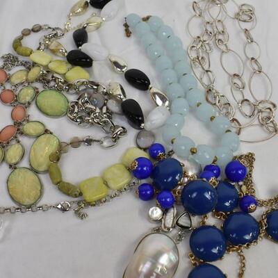 Costume Jewelry: Statement Necklaces in Blues, Goldtone, Silvertone, Burgundy