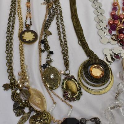 Costume Jewelry: Statement Necklaces in Blues, Goldtone, Silvertone, Burgundy